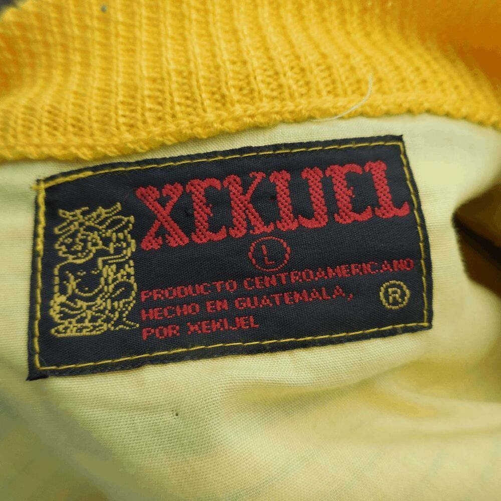 Xekijel Cable Knit Coogi Style Cardigan Womens Size Large Green Yellow Purple - Picture 3 of 3